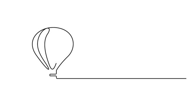 Hot air balloon in one continuous line drawing 4k animation video