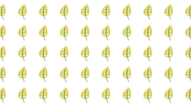 Repeating pattern of light green leaves on white. Suitable for naturethemed designs, backgrounds, and decorative elements for various projects.