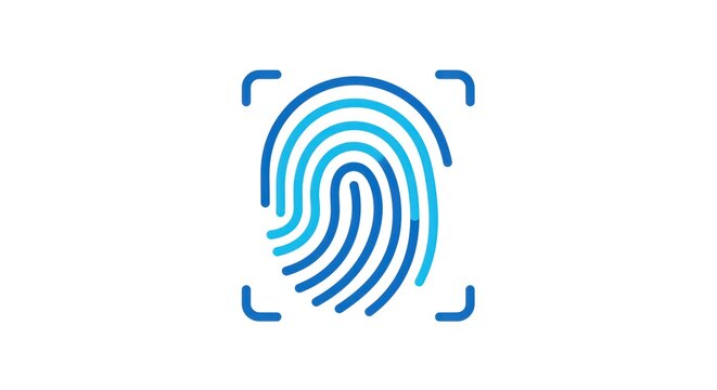 Blue fingerprint scan icon for security and identification.