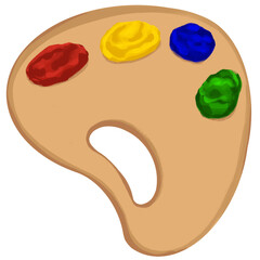 Handdrawn Artist Palette With Paint Blobs Illustration