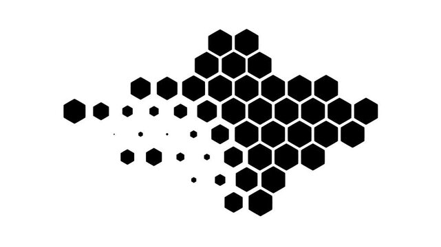 **Hexagonal Momentum: A Dynamic Forward-Moving Pattern of Interlocking Shapes Forming a Bold Geometric Arrow That Symbolizes Direction, Progress, Transformation, and the Continuous Flow of Modern Digi