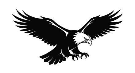 Fototapeta premium Flying Eagle Silhouette with Aggressive Stance Vector Mascot
