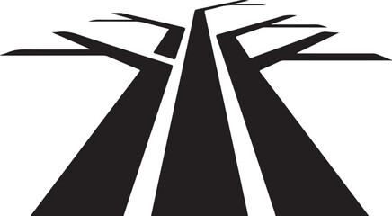 Abstract illustration of road with tree silhouettes on transparent background