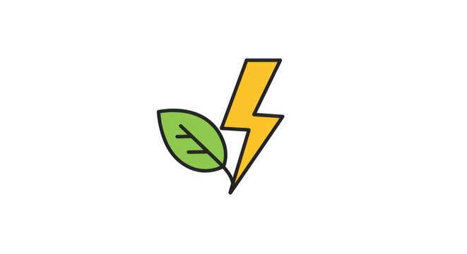 Green energy concept with leaf and lightning bolt. - Powered by Adobe