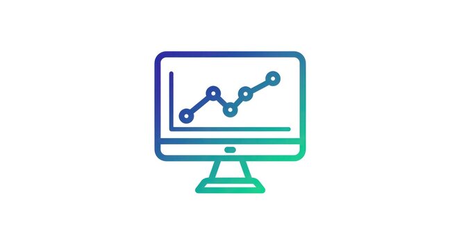 Line Graph on Computer Screen - Data Analysis and Visualization.