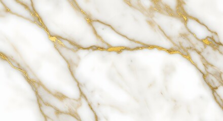Elegant White Marble Texture with Gold Veins, Luxurious Stone Background