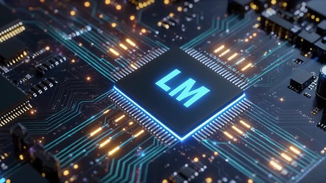 Close up of a digital circuit board with a central processing unit