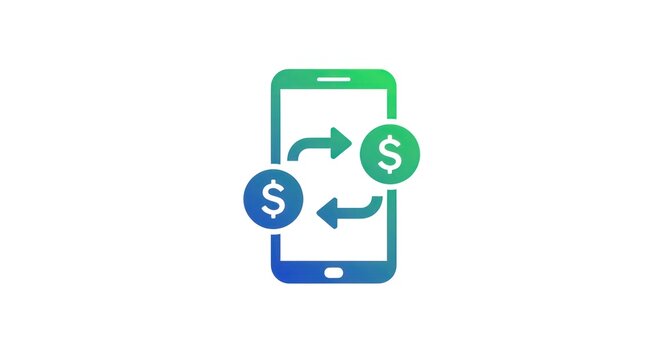 Mobile Money Transfer App Concept with Dollar Symbols.