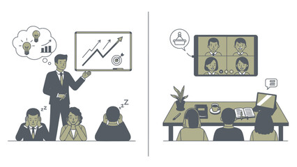 Virtual Versus In-Person Meetings Communication Business Presentation Success