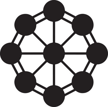 Network diagram concept with connection of interconnected nodes of information