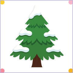 Illustration of a green pine tree snow vector clipart
