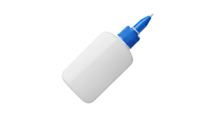 Crafting adhesive essential with blue cap, bottle for art projects, paper, office and schools