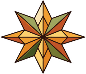 Fototapeta premium Geometric eight pointed starburst with warm autumn colors