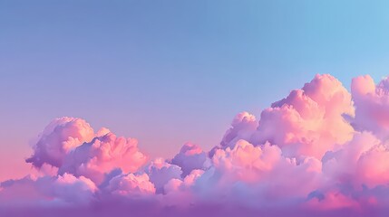 Pixelated Pink Clouds Floating Against a Pastel Blue Sky at Sunset