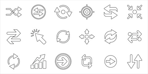 arrow icons set. arrows, click, move, refresh, repeat, swap, transfer, increase and more. simple line vector