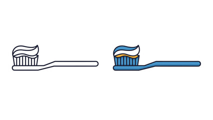 Dental health essentials illustrated showcasing line art and color toothbrush options for educational resources and health campaigns, Generative AI.