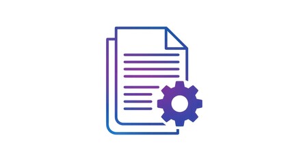Configuration settings icon with gear and document, automation process.