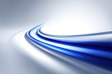 Abstract Digital Composition of Blue Light Trails on White Background