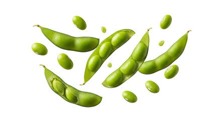 Edamame floating fresh close-up, Japanese cuisine, nutritional power house, delicious pods, health and wellbeing, vegan protein source