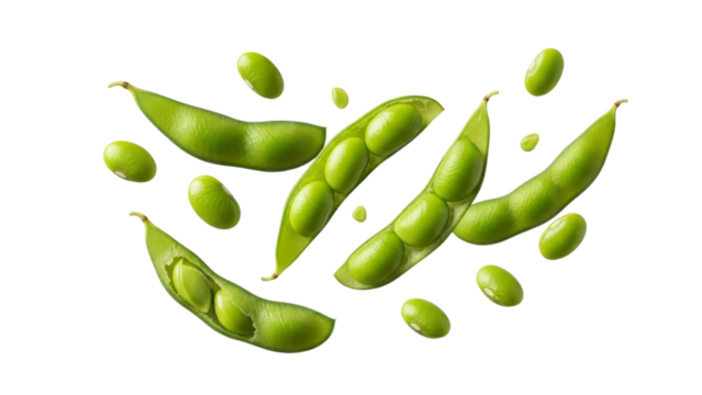Edamame floating fresh close-up, Japanese cuisine, nutritional power house, delicious pods, health and wellbeing, vegan protein source