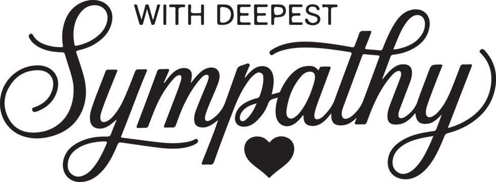 With deepest sympathy text with heart illustration for condolences and sorrowful