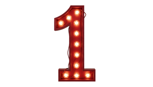 赤いマーキーライト数字「1」