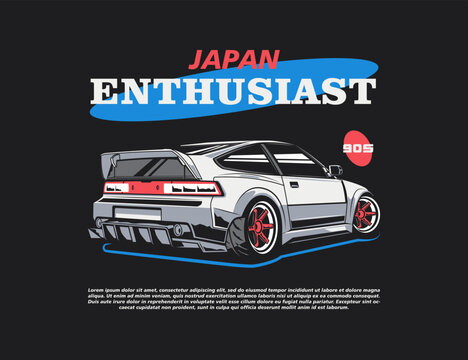 Japan enthusiast 90s car illustration vector design graphic
