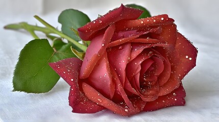 Close-Up of Beautiful Rose with Water Droplets on Petals