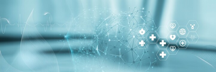 Abstract digital network with location pins and data flow