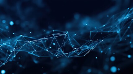 Blue Plexus Network Connection with Glowing Nodes and Lines on a Dark Background Technology Innovation and Global Digital Communication Concept