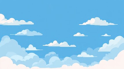 Pixelated Sky With White Cumulus Clouds And Soft Blue Gradient In Retro Style Wallpaper Illustration For Creative Projects And Backgrounds