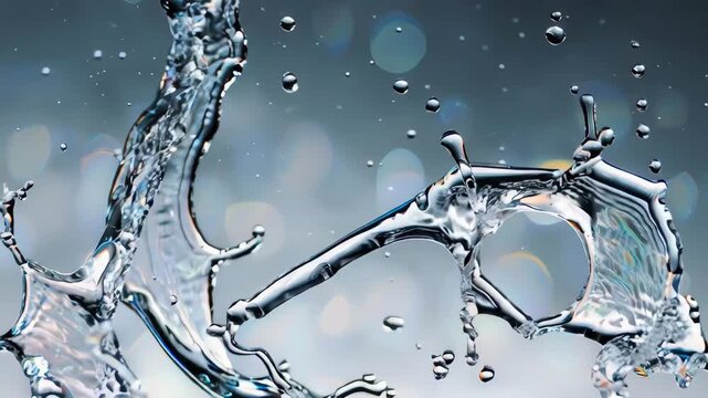 Artistic capture of water splashes, featuring droplets and bokeh effects