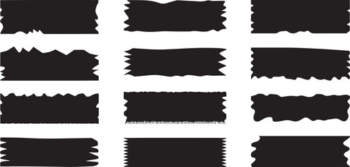 Torn tape and paper edge icon set for scrapbooking, collage, texture, and graphic design elements