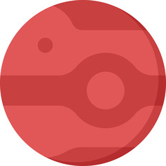 Stylized Red Planet Graphic with Abstract Swirls and Rings Representing Outer Space Celestial Body and Cosmic Exploration