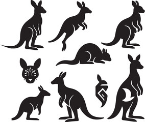 Wallaby Mini Kangaroo Silhouette Bundle.eps