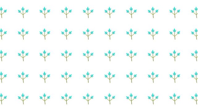 Repeating pattern of small turquoise floral designs on white. Suitable for backgrounds, textiles, stationery, and digital designs with a fresh and delicate feel.