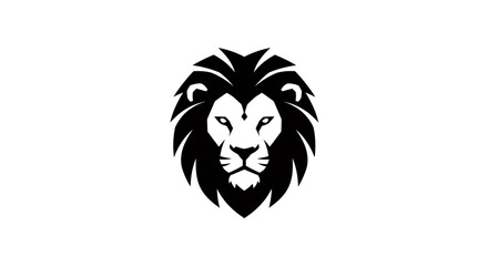 Obraz premium A powerful and majestic black and white vector illustration of a lion's head, designed as a striking emblem or logo, isolated on a clean white background.