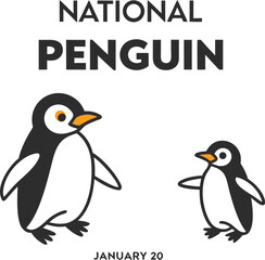 Cute Cartoon Penguins Illustration Celebrating National Penguin Day.