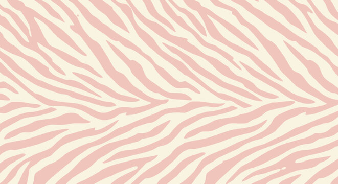 A stylish seamless pattern featuring abstract zebra stripes in soft pastel pink and creamy beige, perfect for modern graphic design projects and backgrounds.