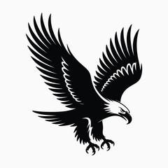 Fototapeta premium Majestic eagle in flight, symbolizing freedom and power, striking silhouette