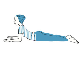 スフィンクスのポーズ　ヨガをする女性