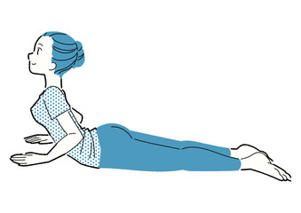 コブラのポーズ　ヨガをする女性