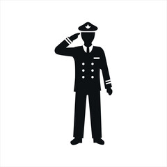 silhouette of a pilot saluting, graphic resource.