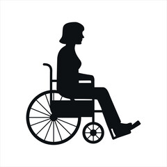 silhouette of a sick person sitting in a wheelchair, graphic resource.