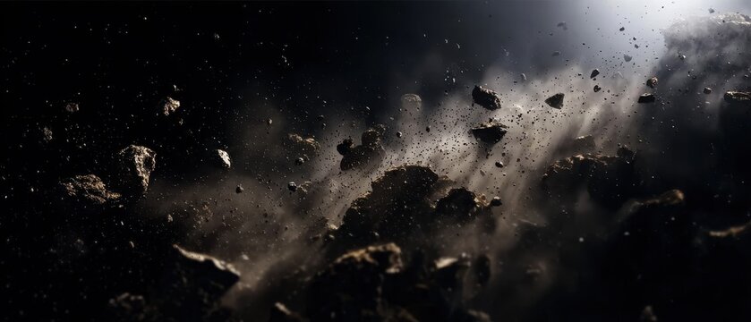Debris and dust background on black, perfect for games, advertisements, and creative content.