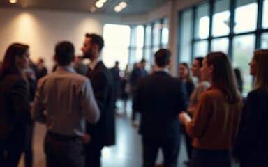 Networking Event Background Blur - People mingling at a business networking event with a blurred background. High quality