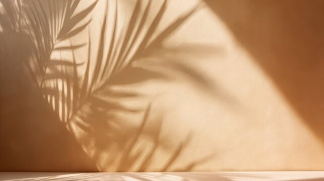 Summer interior background with palm elements, perfect for websites, advertisements, and sophisticated content.