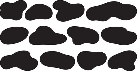 Abstract organic pattern vector – irregular black fluid blot shapes seamless creative background texture for design, decor, or modern art concept