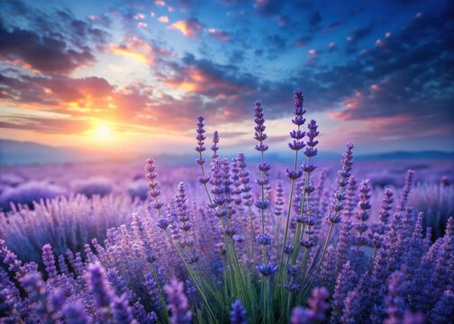 A gentle pastel blue hue melts into rich lavender tones, evoking a sense of serenity and tranquility