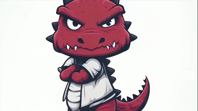 Angry Red Dragon Cartoon: Stylish Mascot with Fierce Expression